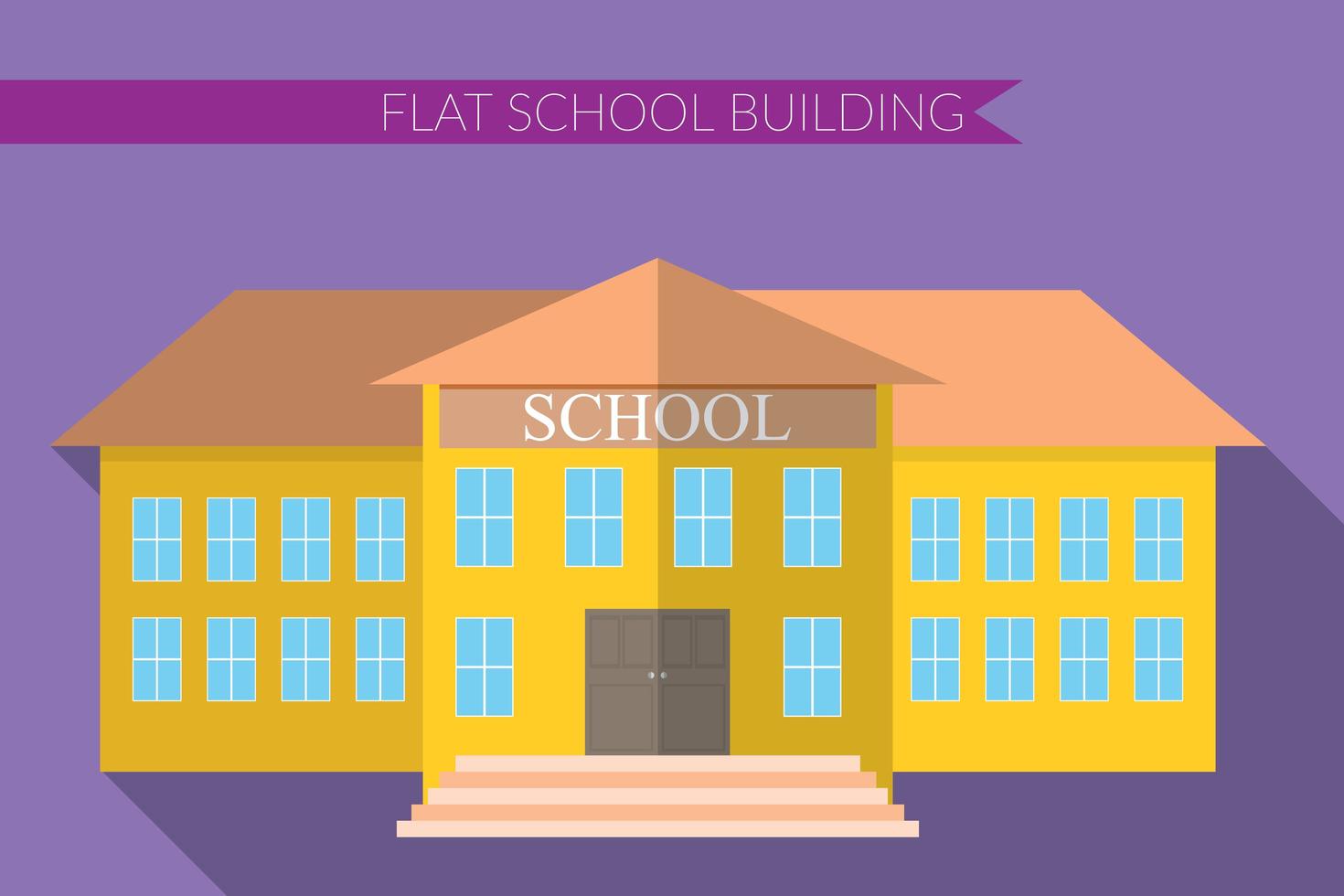 platt design modern vektorillustration av skolbyggnadsikonuppsättning, med lång skugga på färgbakgrund vektor