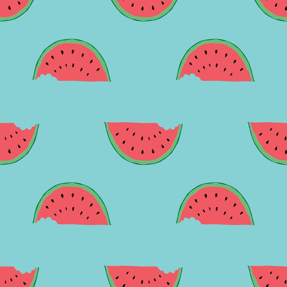 vattenmelon sömlösa mönster handritad. vektor illustration