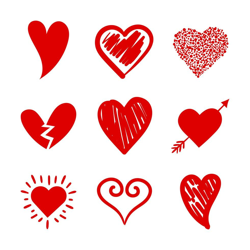 Herzbündel Liebe Set Icons vektor