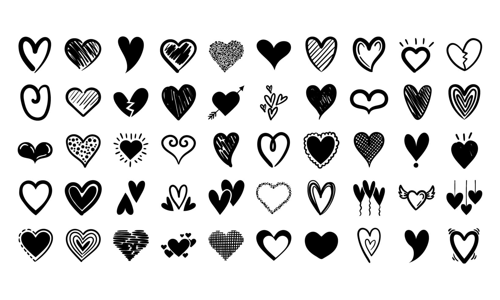 bunt av hjärtan älskar uppsättning ikoner vektor