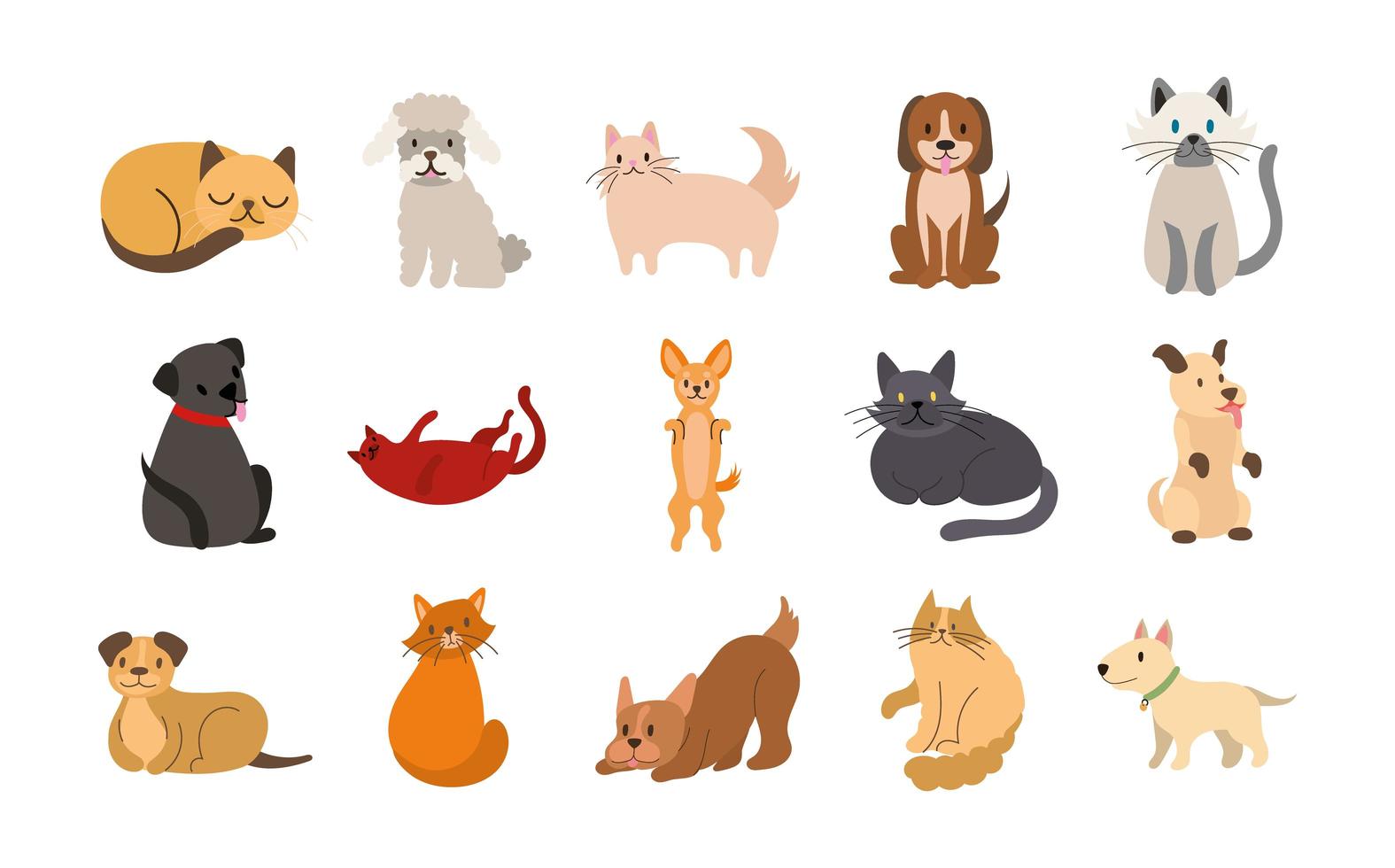 bunt av katter och hundar anger ikoner vektor