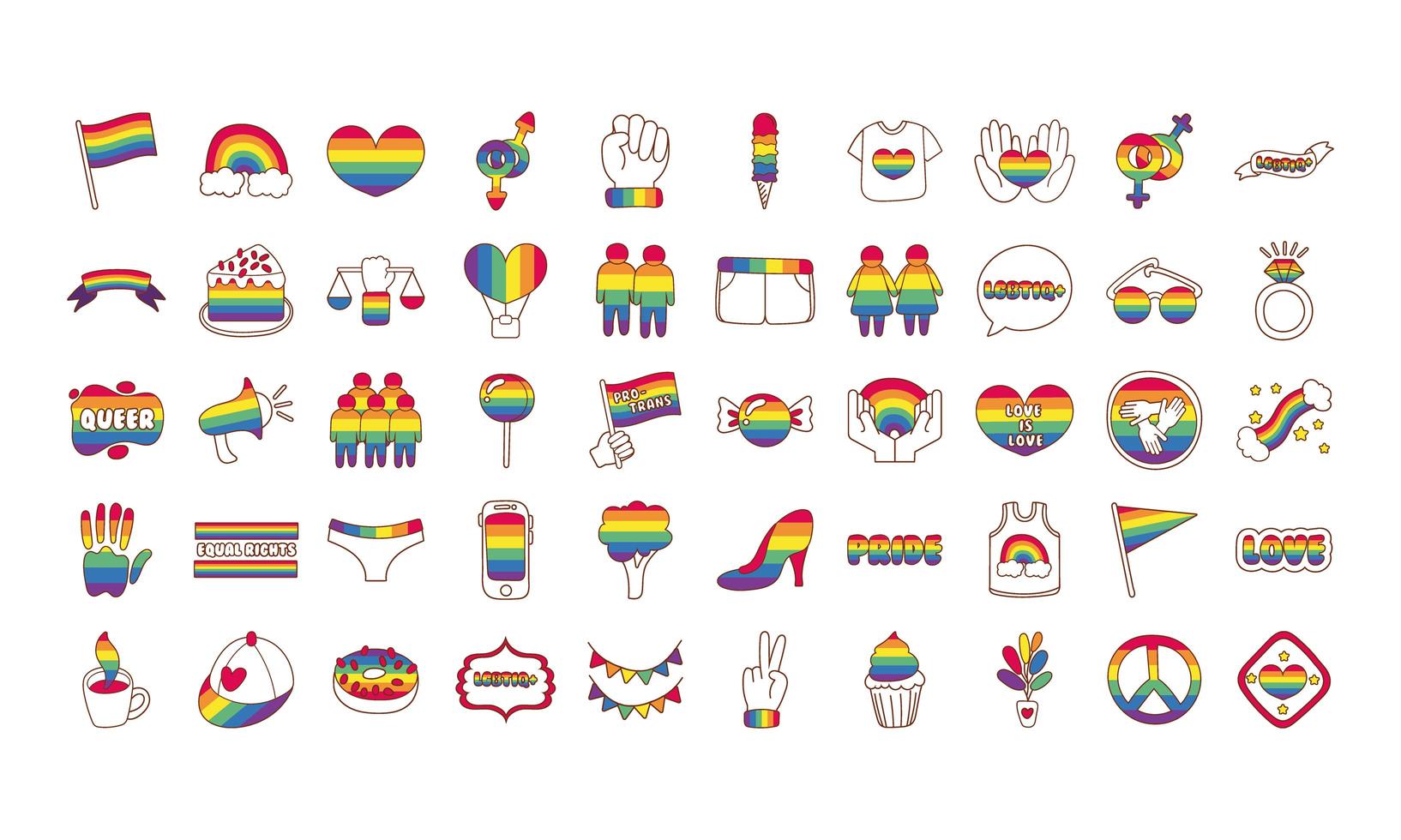 Bündel von LGBTQ-Set-Icons vektor