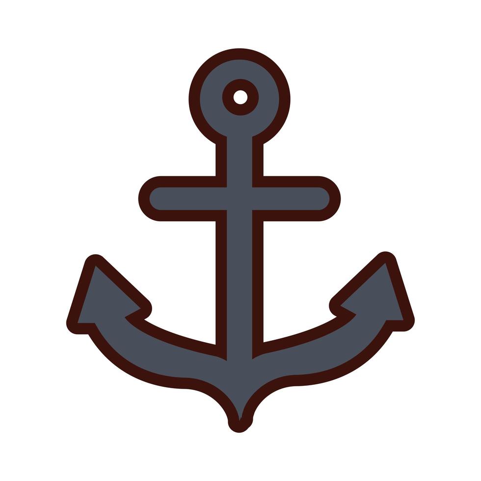 maritime Linie verankern und Symbol füllen vektor