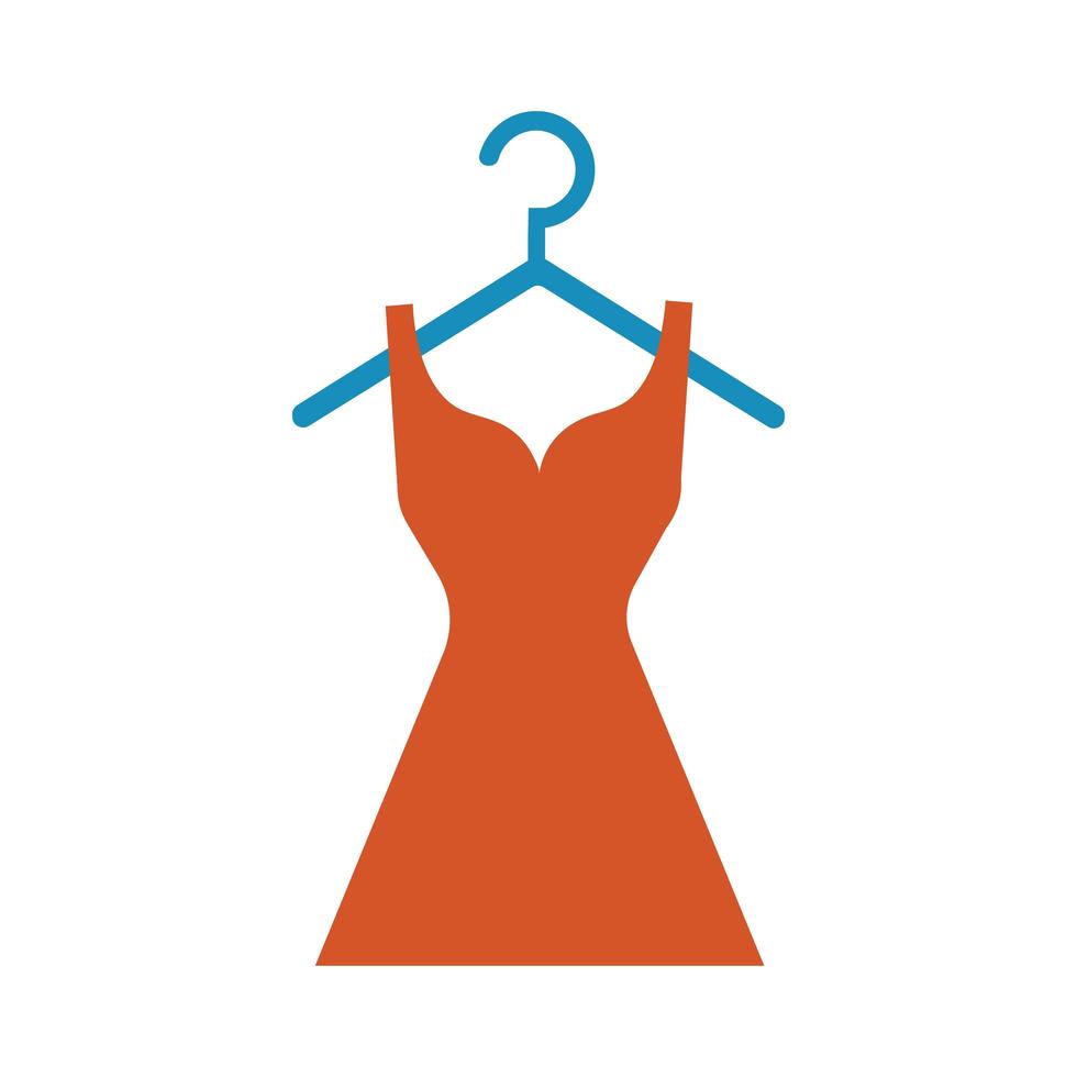 weibliches Kleid in Wäscheklammerlinie und Füllstilikone vektor