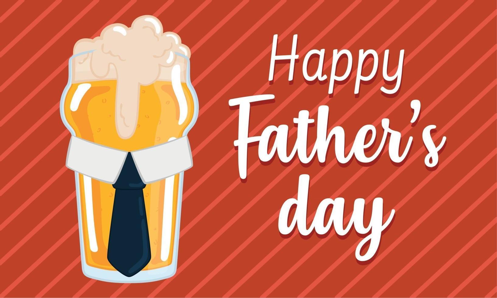 Vatertagsplakat mit einem trinkenden Bierglas mit Krawatte und Schaum vektor