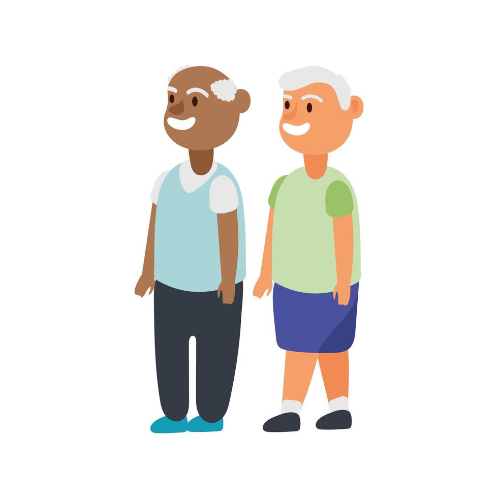 interracial gamla män vänner avatarer karaktärer vektor