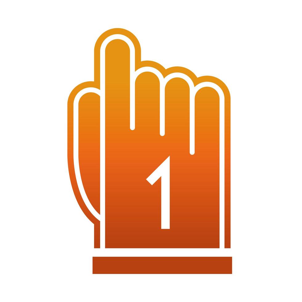 amerikansk fotboll hand finger nummer ett spel sport professionell lutning design ikon vektor
