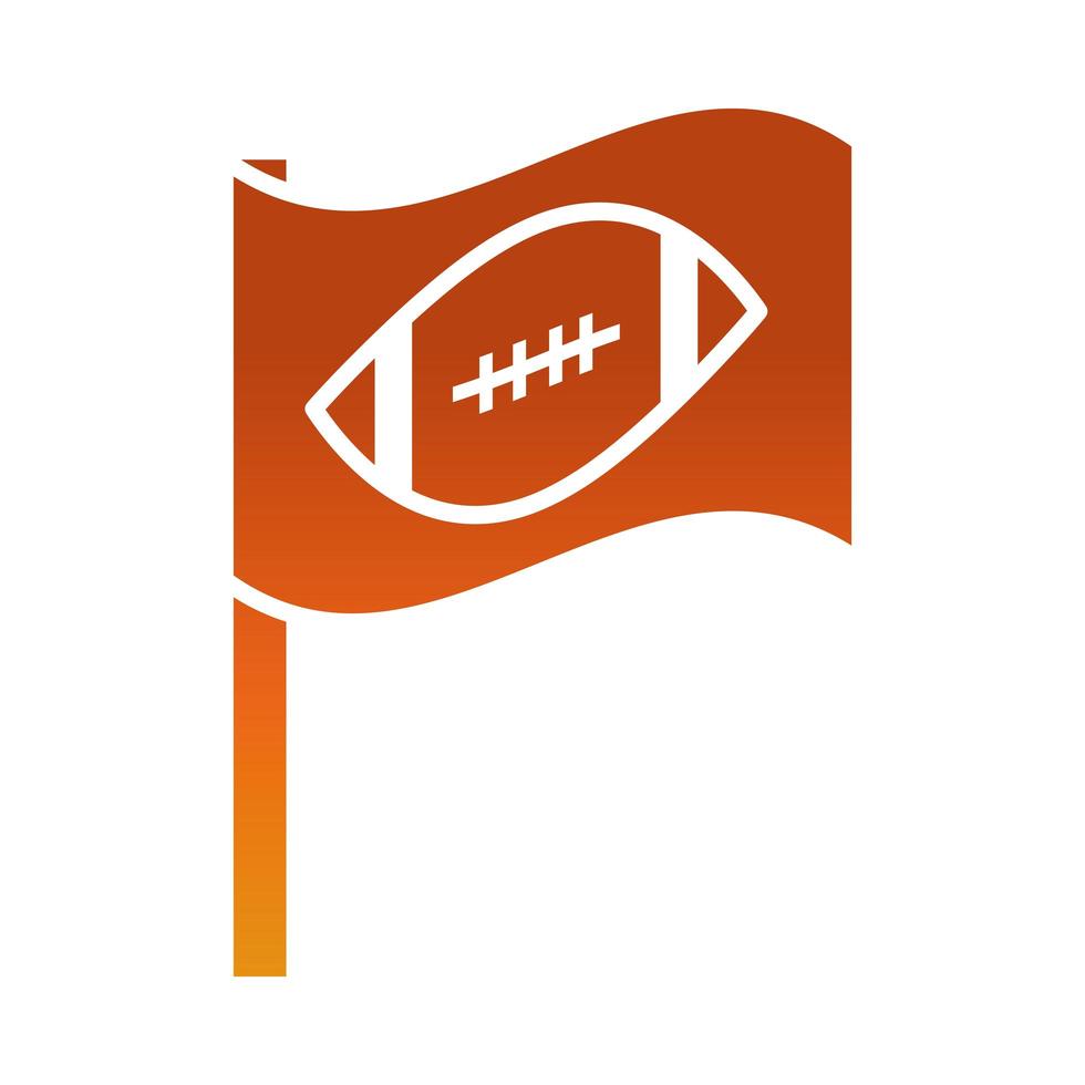 American Football-Flagge mit Ballspielsport-Profi- und Freizeit-Gradienten-Designikone vektor