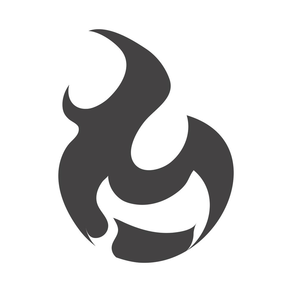eld flamma brinnande het glöd silhuett design ikon vektor