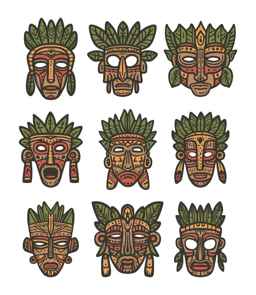 stam traditionell mask klotter vektor illustration