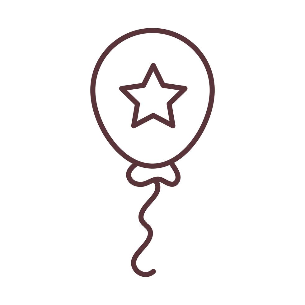 Ballon mit Symbol für den Linienstil der Sternfeiereinladungsschablone vektor