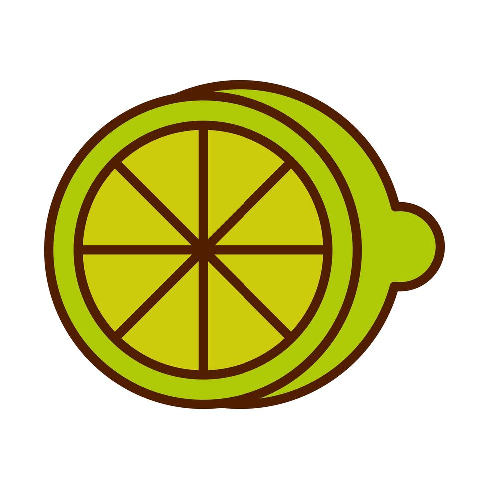 gesundes Essen frisches Obst Produkt halbe Zitrone Zitruslinie und Füllstilsymbol vektor