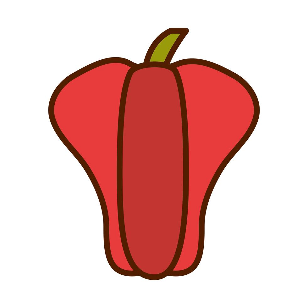 hälsosam mat färsk grönsak paprika rå ingrediens linje och fyll stil ikon vektor