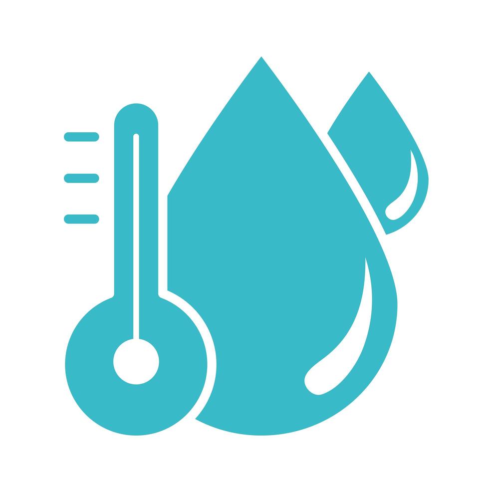 Wassertropfen Thermometer Temperatur Natur Flüssigkeit blaue Silhouette Stilikone vektor