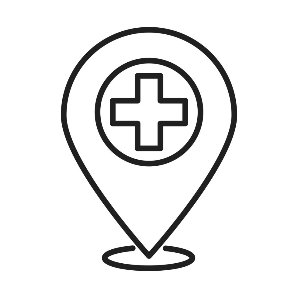 GPS-Navigation Destinaton-Pin Gesundheitswesen Medizin- und Krankenhaus-Piktogramm-Liniensymbol vektor