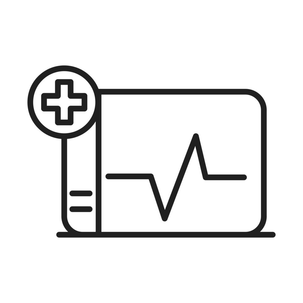 Überwachung des diagnostischen Gesundheitswesens medizinisches und Krankenhaus-Piktogramm-Liniensymbol vektor