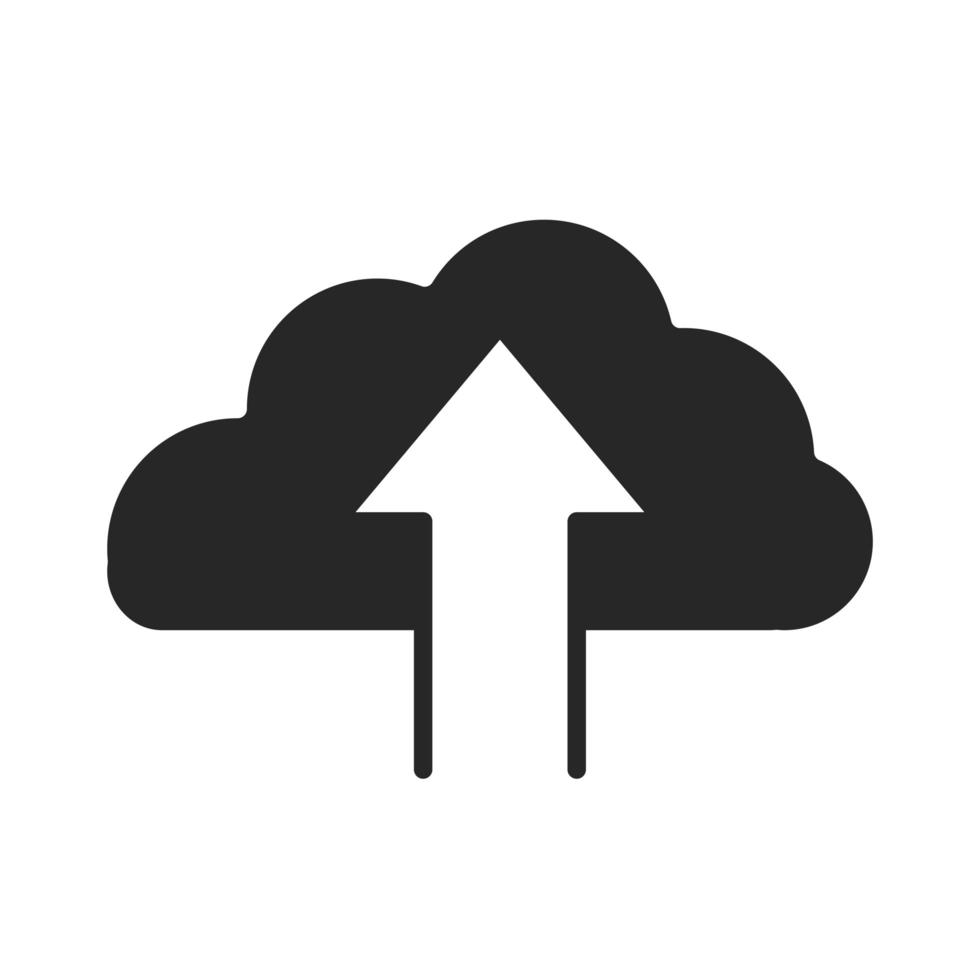 Cloud Computing-Upload-Datenserver-Silhouette-Stil-Symbol vektor