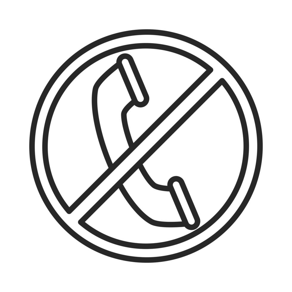 Verbotenes Zeichen mit Symbol für die Telefonkommunikationslinie vektor