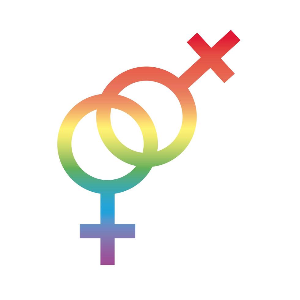 Symbol für das lesbische Geschlecht der sexuellen Orientierung mit Farbverlauf vektor