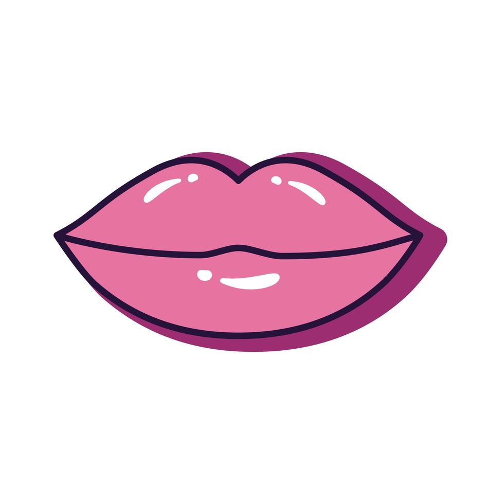 sexy weibliche Lippen umgangssprachliche Linie und Füllstilikone vektor