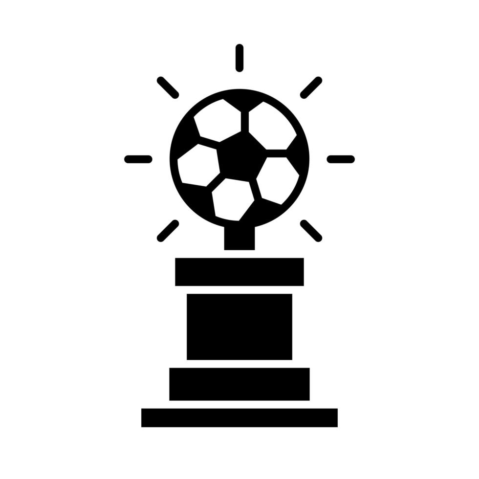 Fußball-Spiel-Trophäe mit Ball-Liga-Freizeitsport-Turnier-Silhouette-Stil-Symbol vektor