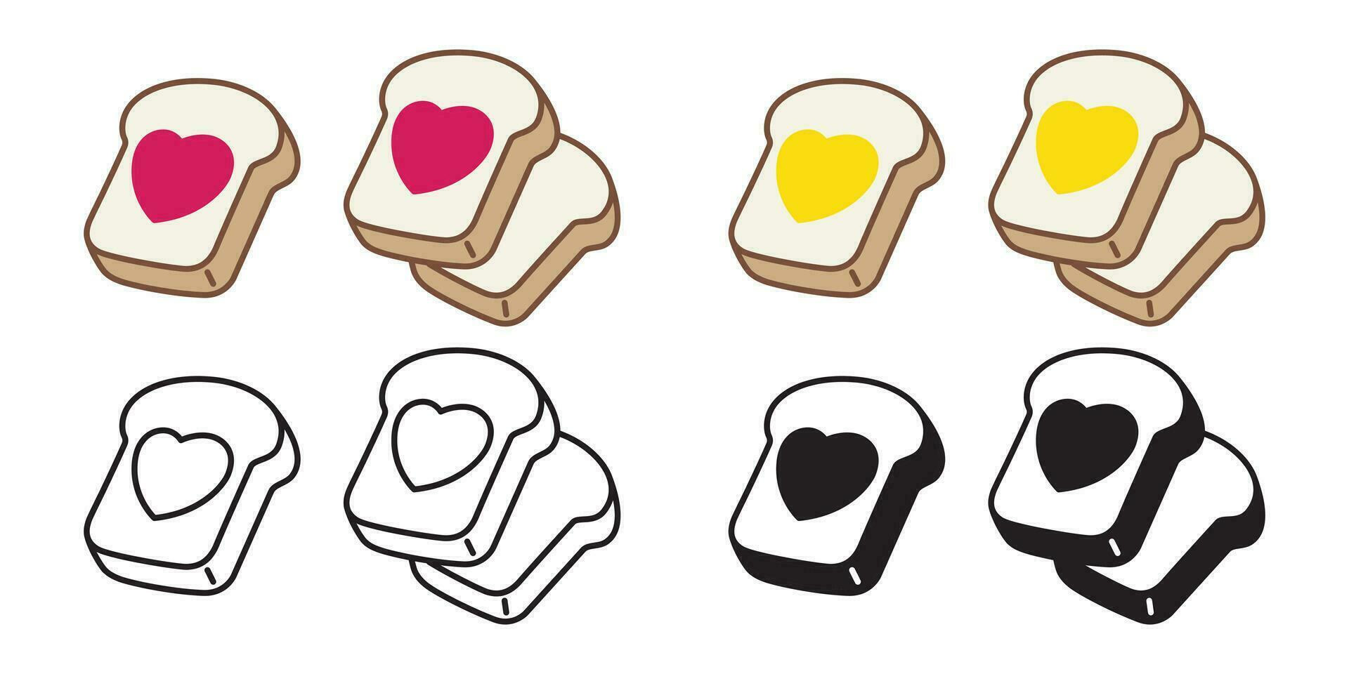 bröd vektor hjärta sylt valentine mat bageri baka tecknad serie karaktär illustration