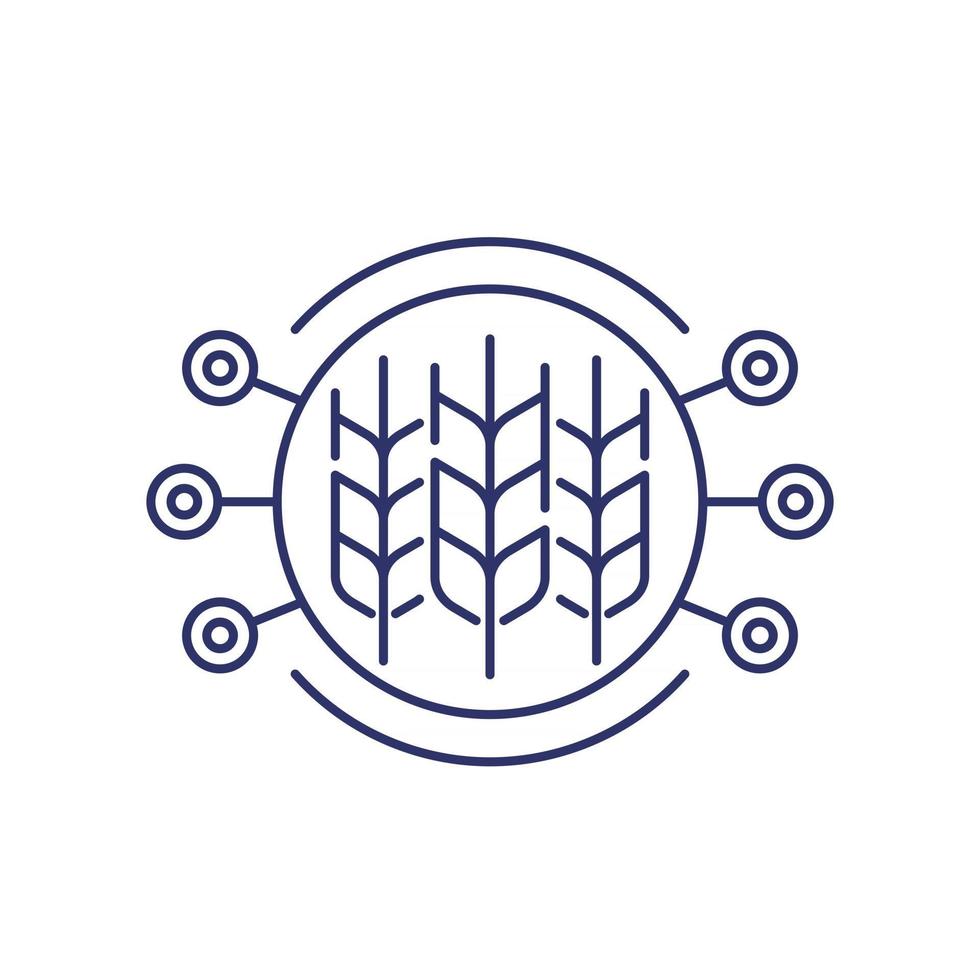 smart jordbruk linje ikon på vitt vektor