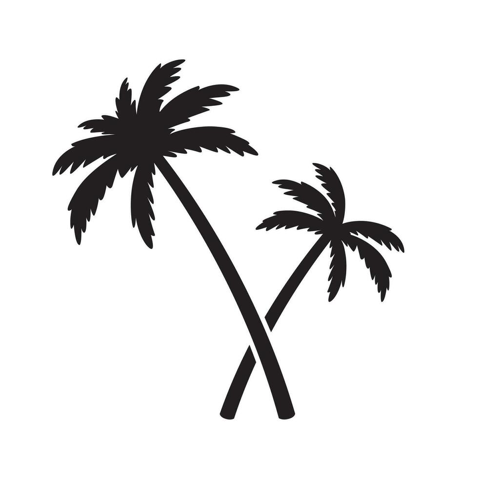 Palme Baum Kokosnuss Baum Vektor Symbol Insel Logo Ozean Sommer- tropisch Charakter Illustration Symbol Grafik