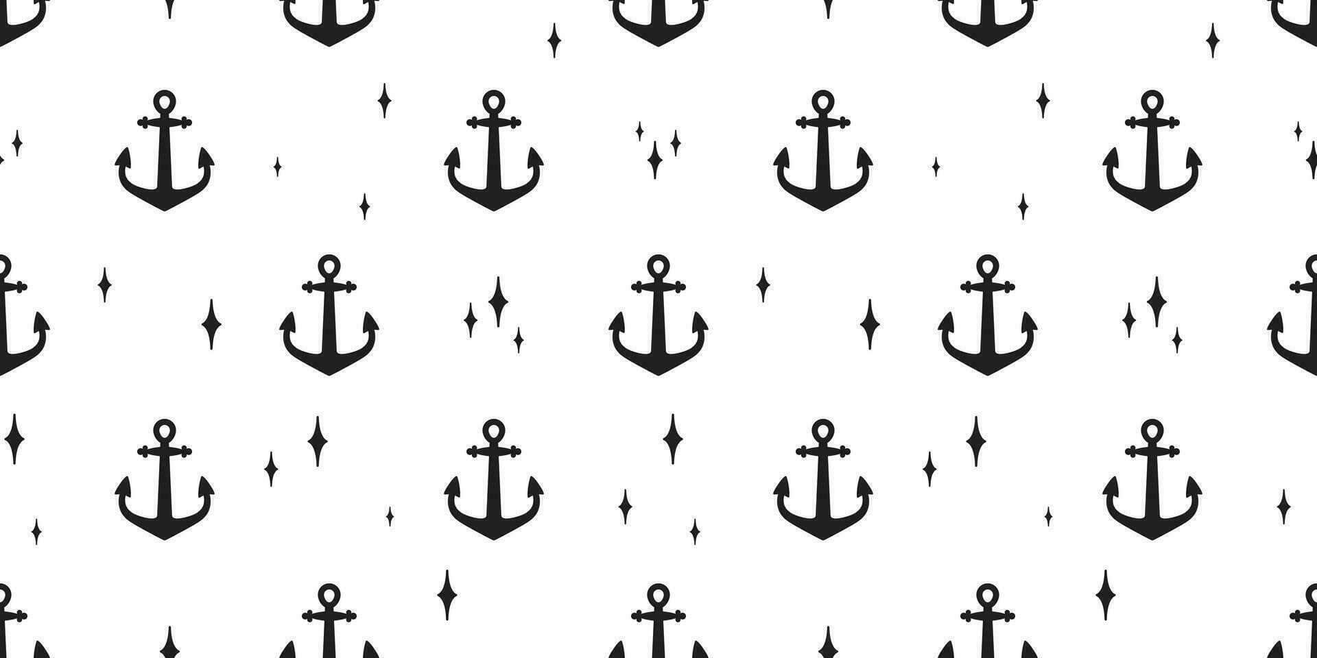 Anker nahtlos Muster Boot Vektor isoliert Pirat Star Helm nautisch maritim Meer Ozean wiederholen Hintergrund Fliese Hintergrund Illustration Weiß