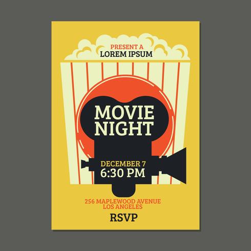 Cool Movie Night Poster med Popcorn Bakgrund vektor