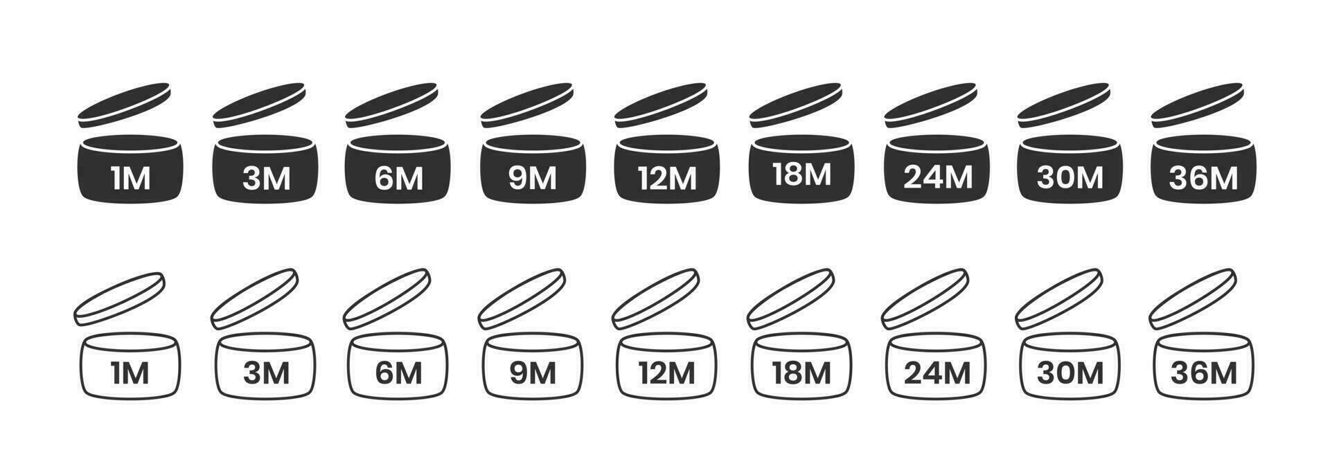 pao, Zeitraum nach öffnen Symbol Zeichen einstellen eben Stil Design Vektor Illustration isoliert auf Weiß bd.