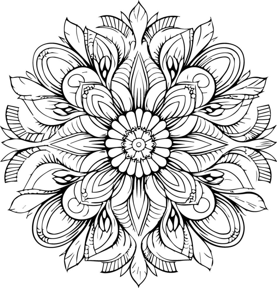 Anti-Stress Blume Färbung Buch, Färbung Buch zum Erwachsene, mandala, Meditation, Färbung Vorlage, Vektor, Illustration vektor