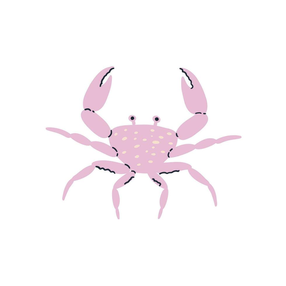 hand dragen krabba i platt stil. vektor illustration