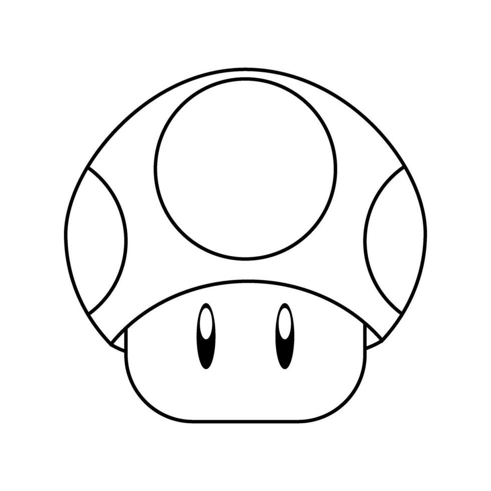 svamp från super Mario platt vektor illustration. översikt färg svamp från video spel