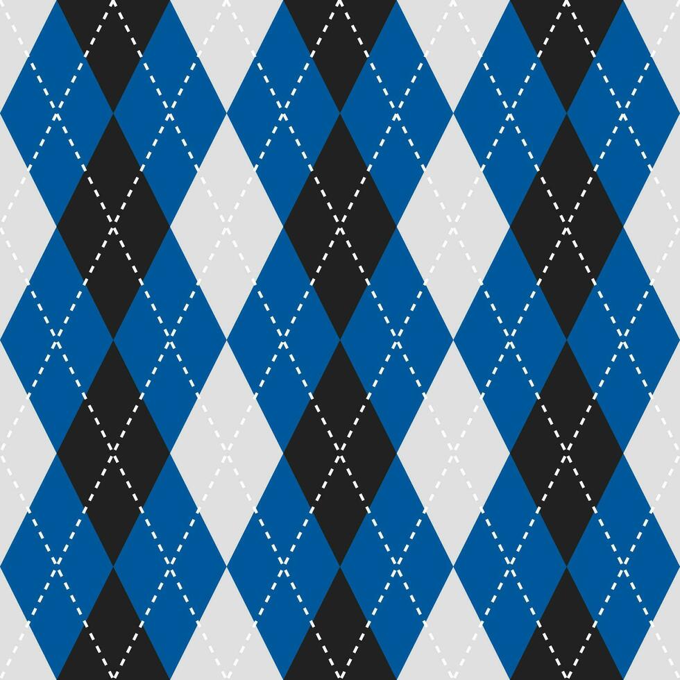 schwarz und Blau Farbe Argyle Muster. Argyle Vektor Muster. Argyle Muster. nahtlos geometrisch Muster zum Kleidung, Verpackung Papier, Hintergrund, Hintergrund, Geschenk Karte, Pullover.