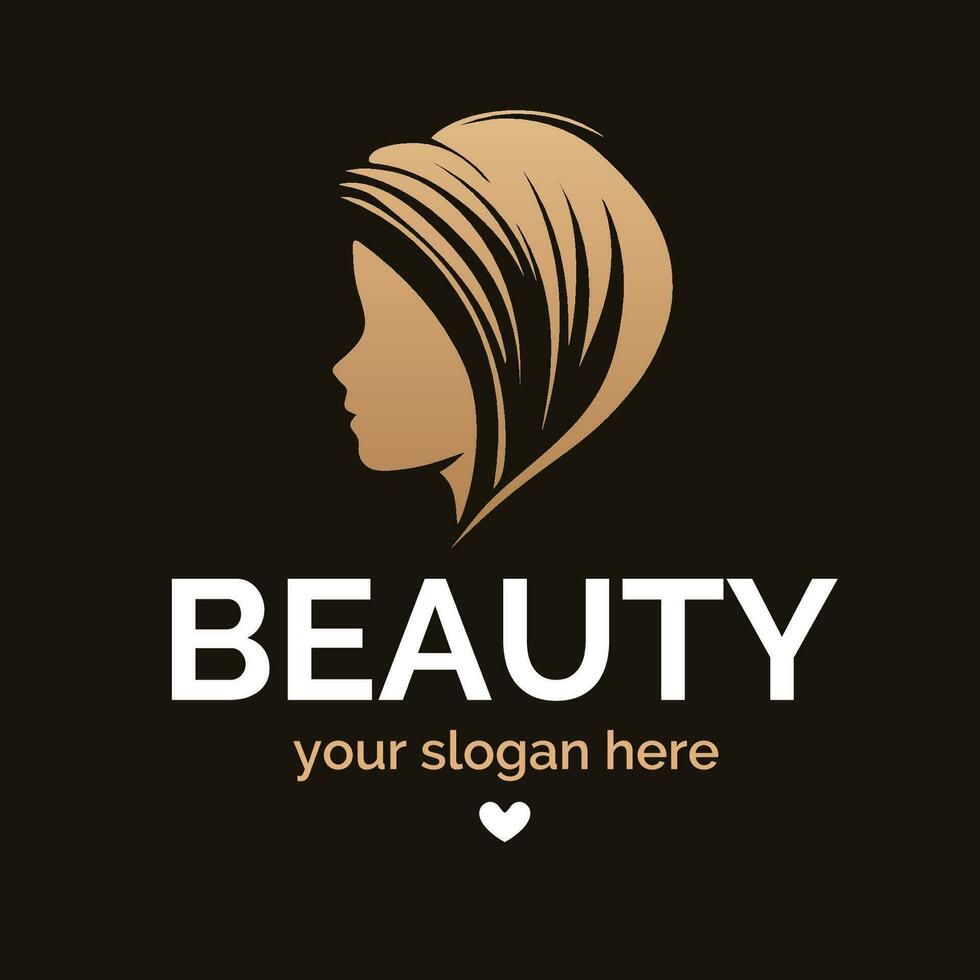 Haar Klinik Schönheit Vektor Logo Gold Farbe Stil