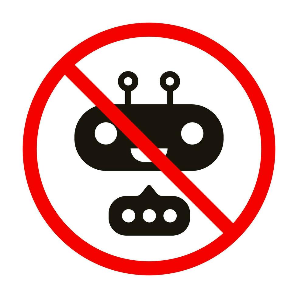 Nej bot sluta robot förbud tecken vektor
