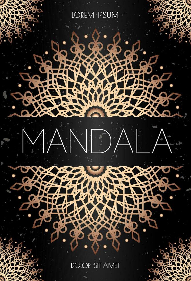 Mandala Startseite Design Vorlage Gold Linie Stil vektor