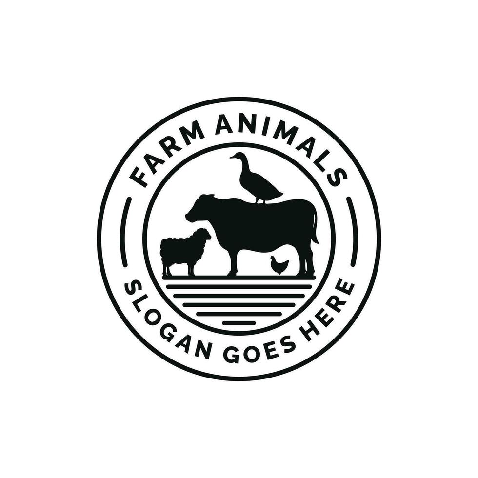 Bauernhof Tiere Logo Design Vektor. Vieh Logo Vektor