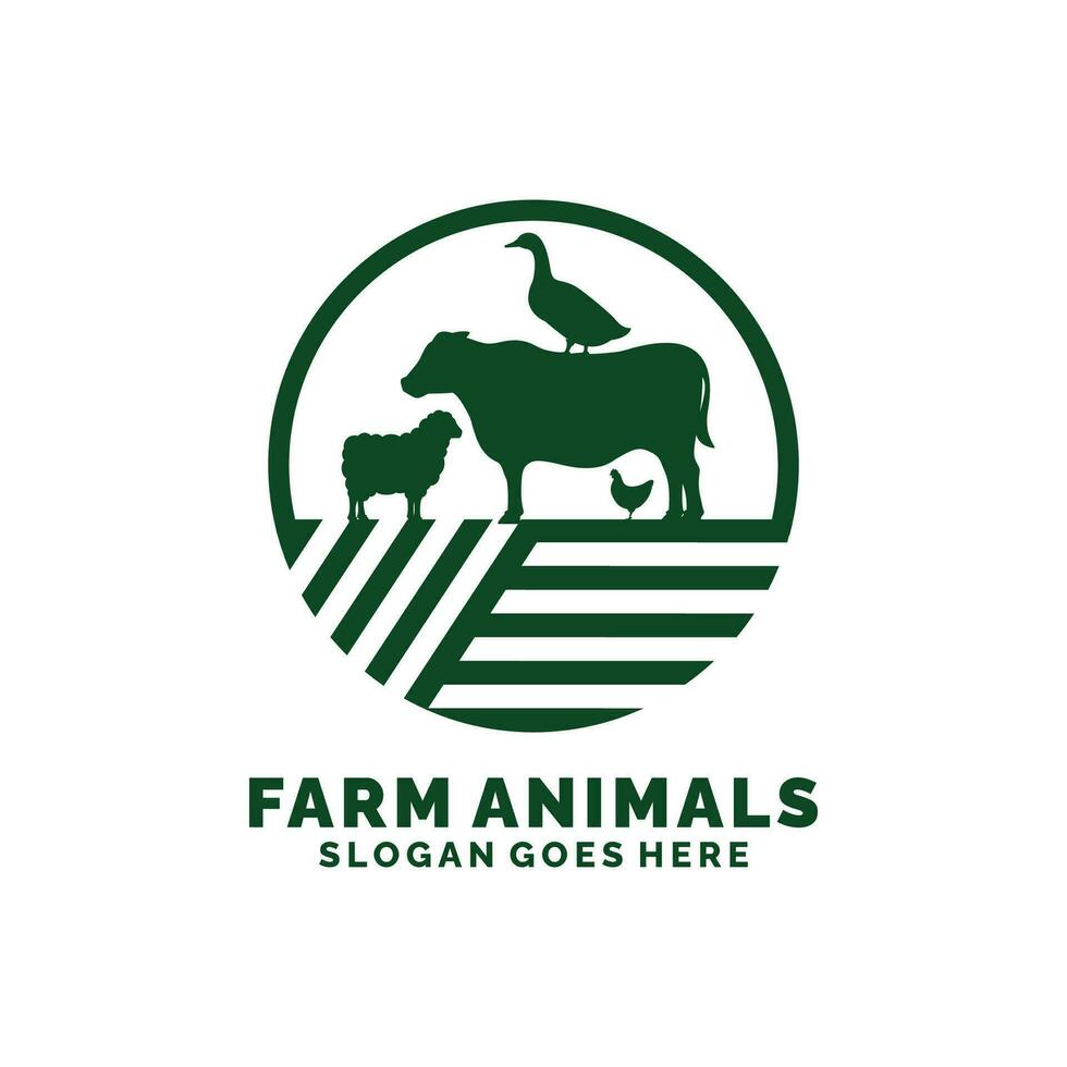 Bauernhof Tiere Logo Design Vektor. Vieh Logo Vektor