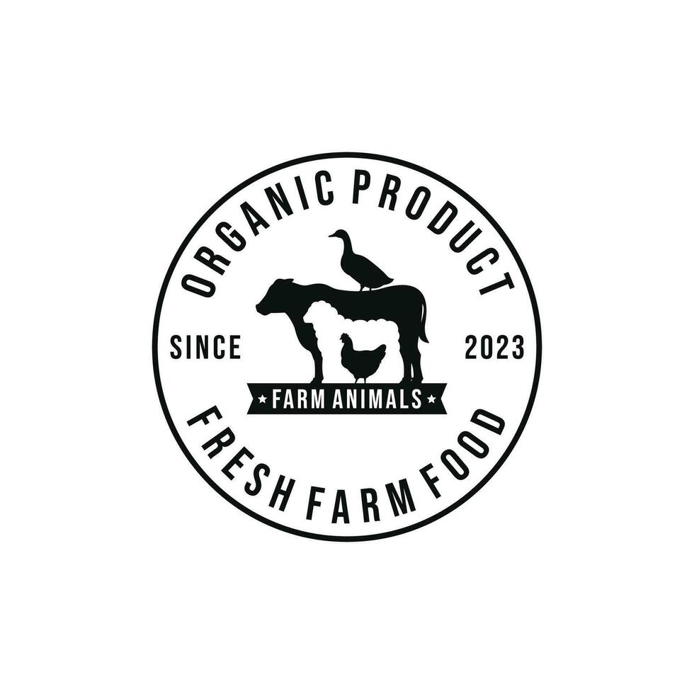 Bauernhof Tiere Logo Design Vektor. Vieh Logo Vektor