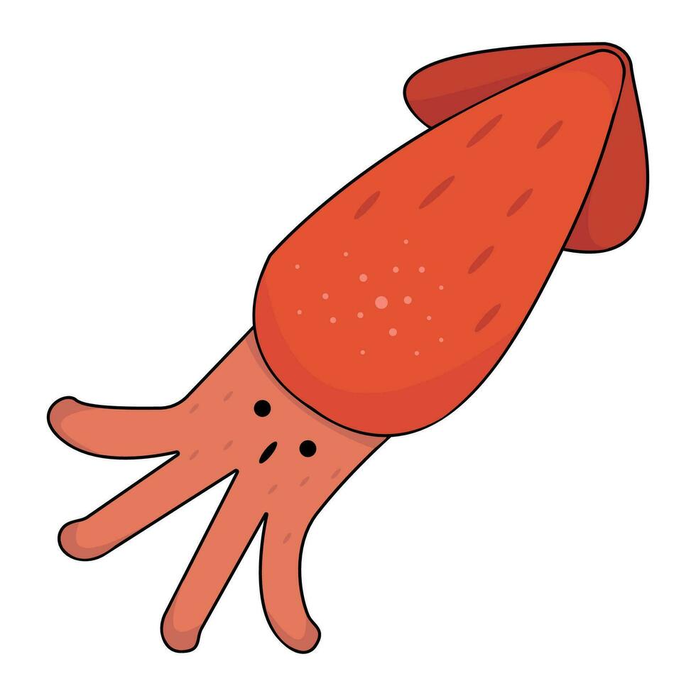bläckfisk, bläckfisk tecknad serie. djur- natur. skaldjur restaurang. vektor