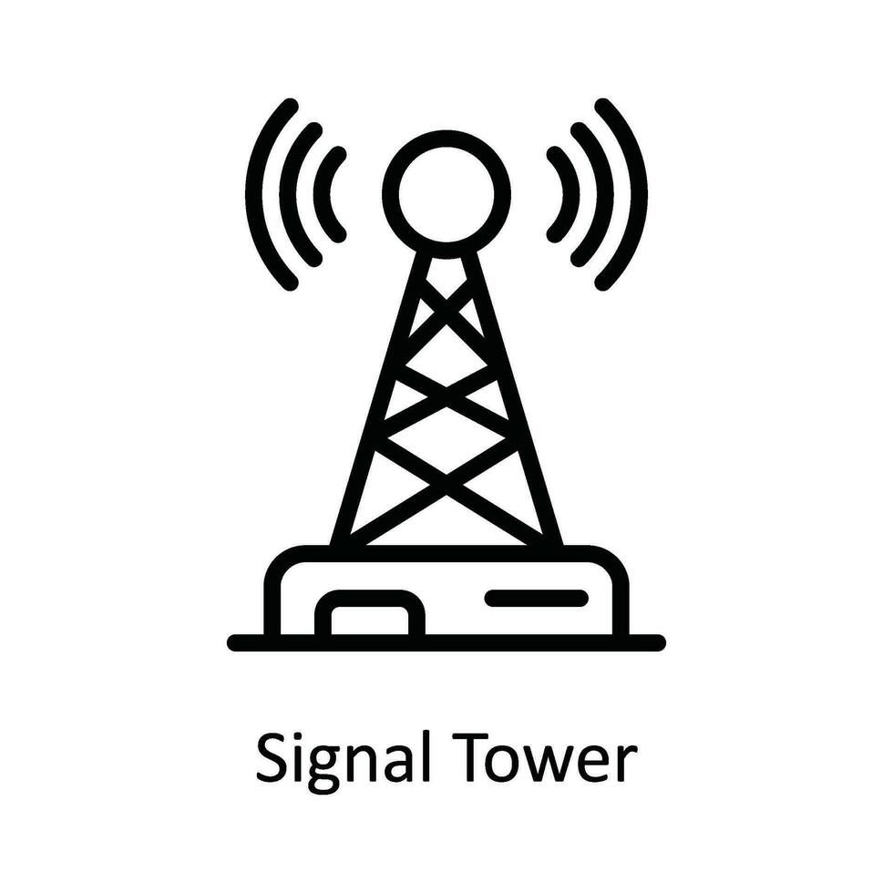 Signal Turm Vektor Gliederung Symbol Design Illustration. Netzwerk und Kommunikation Symbol auf Weiß Hintergrund eps 10 Datei