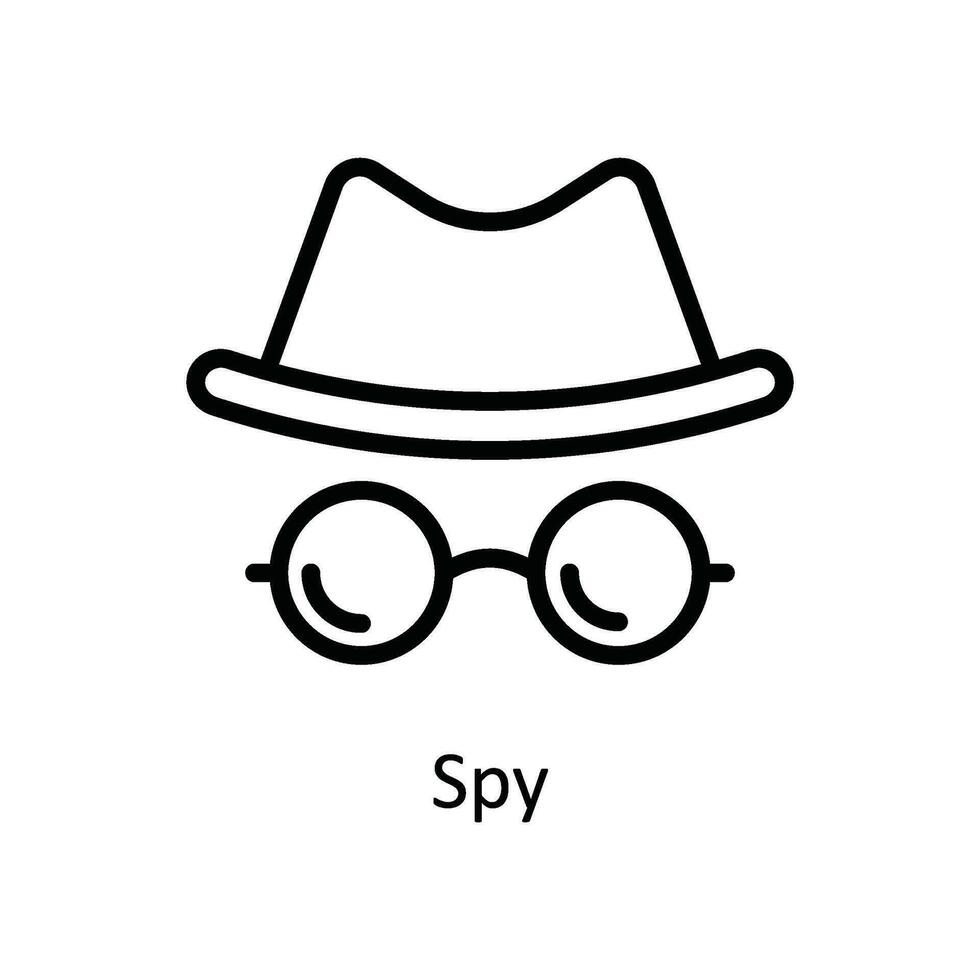 spionera vektor översikt ikon design illustration. cyber säkerhet symbol på vit bakgrund eps 10 fil