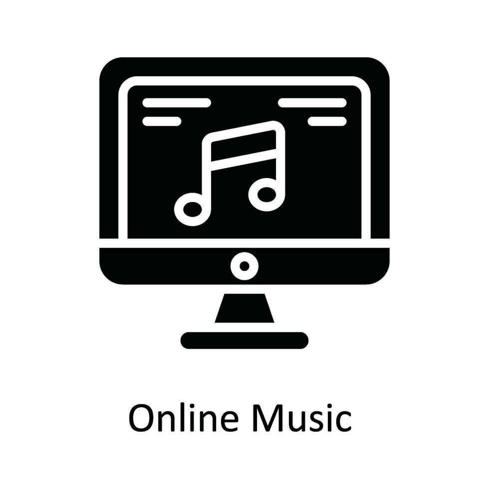 online Musik- Vektor solide Symbol Design Illustration. Multimedia Symbol auf Weiß Hintergrund eps 10 Datei