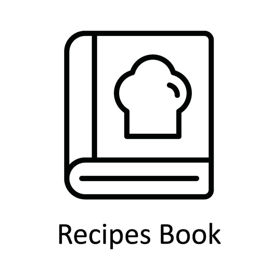 recept bok vektor översikt ikon design illustration. mat och drycker symbol på vit bakgrund eps 10 fil