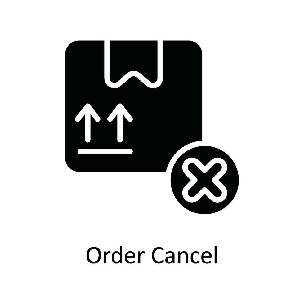 bestellen stornieren Vektor solide Symbol Design Illustration. Versand und Lieferung Symbol auf Weiß Hintergrund eps 10 Datei