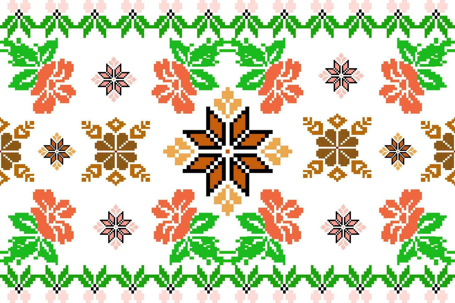 blommig korsa sy broderi på vit bakgrund.geometrisk etnisk orientalisk sömlös mönster traditionell.aztec stil abstrakt vektor illustration.design för textur, tyg, kläder, inslagning, sarong.