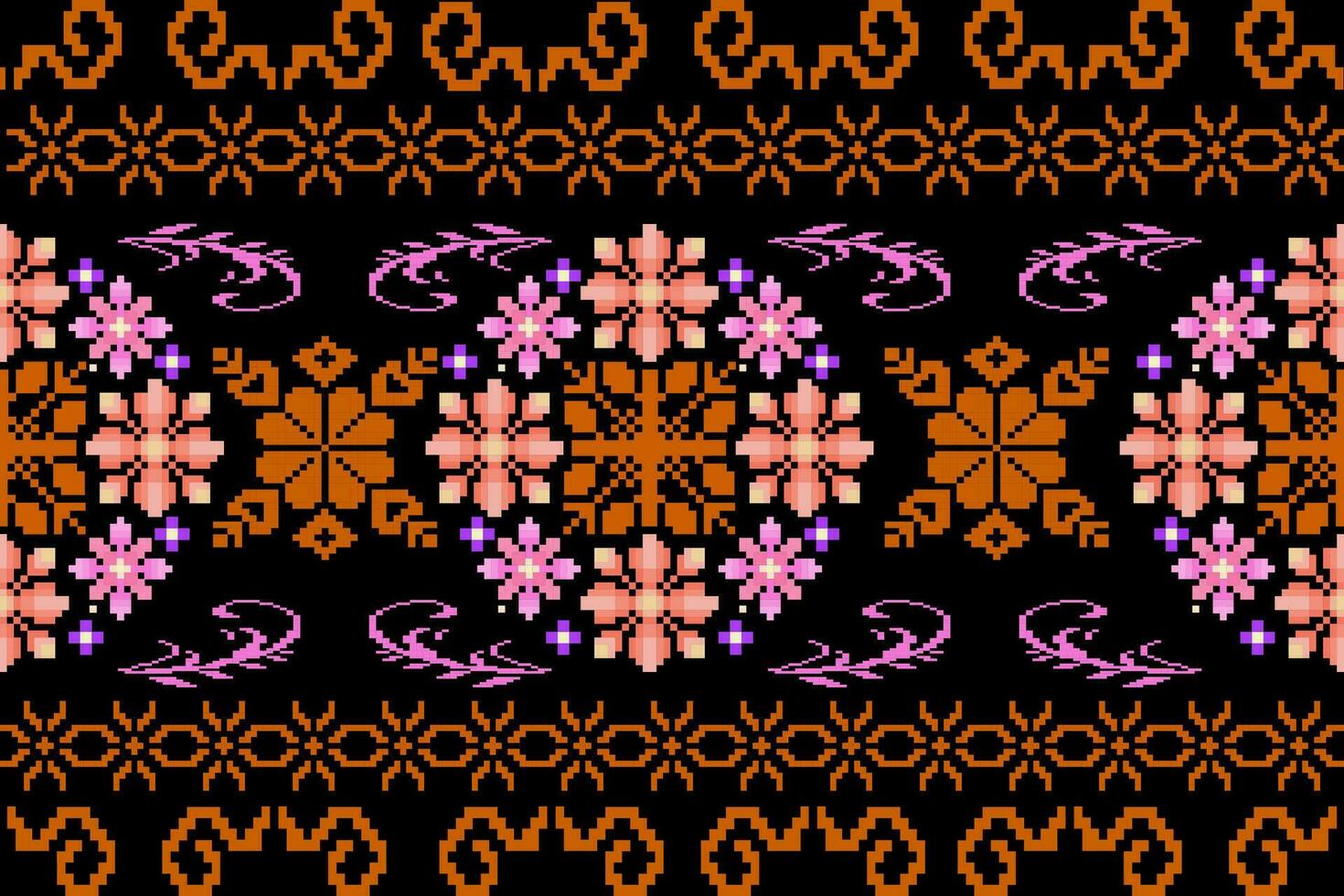 blommig korsa sy broderi på vit bakgrund.geometrisk etnisk orientalisk sömlös mönster traditionell.aztec stil abstrakt vektor illustration.design för textur, tyg, kläder, inslagning, sarong.