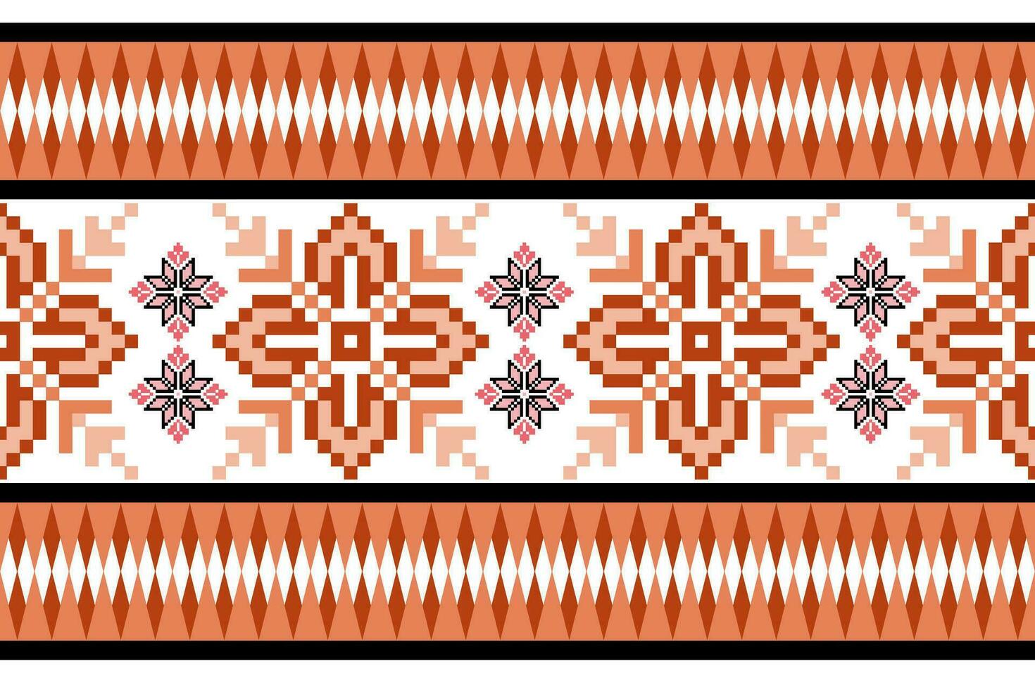 Blumen- Kreuz Stich Stickerei auf Weiß hintergrund.geometrisch ethnisch orientalisch nahtlos Muster traditionell.aztekisch Stil abstrakt Vektor illustration.design zum Textur, Stoff, Kleidung, Verpackung, Sarong.